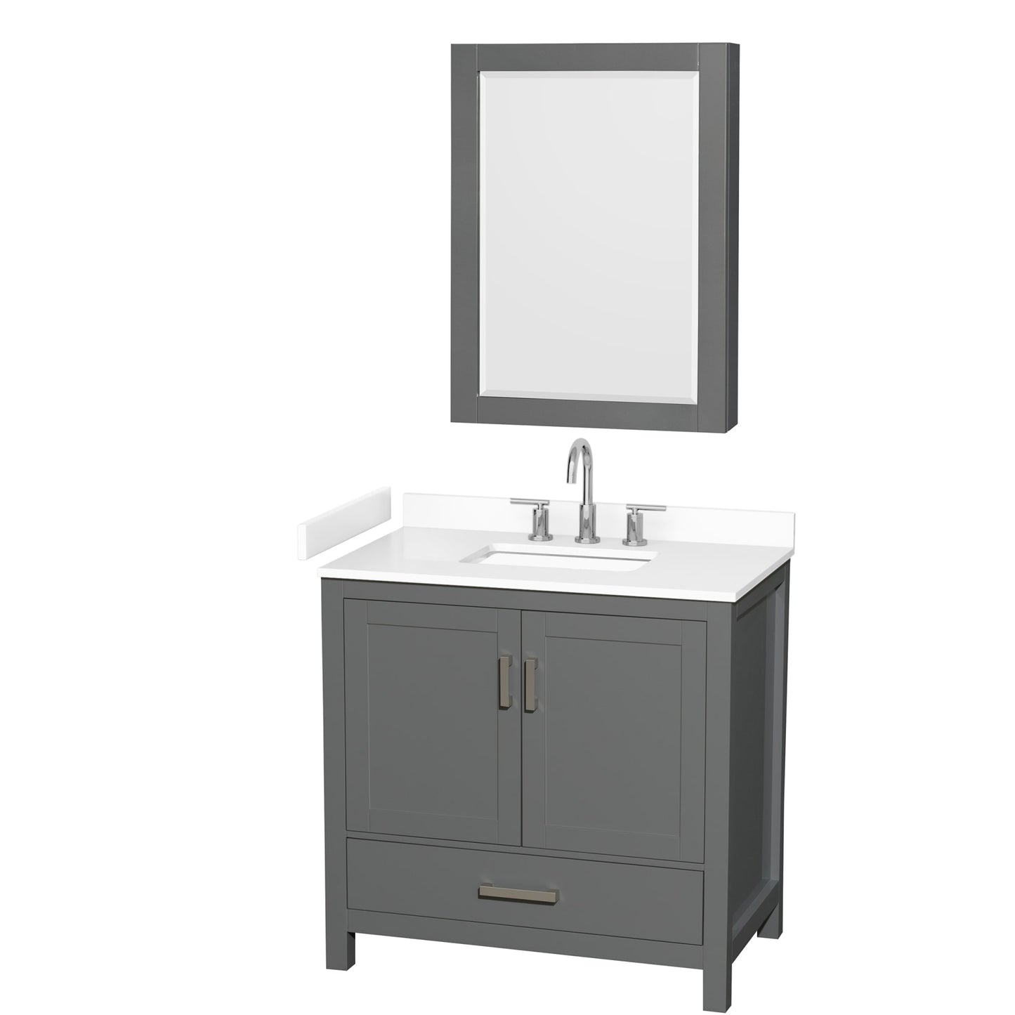 Sheffield Bathroom Vanity with Countertop 36 inch Single Sink 3-hole Faucet Setup