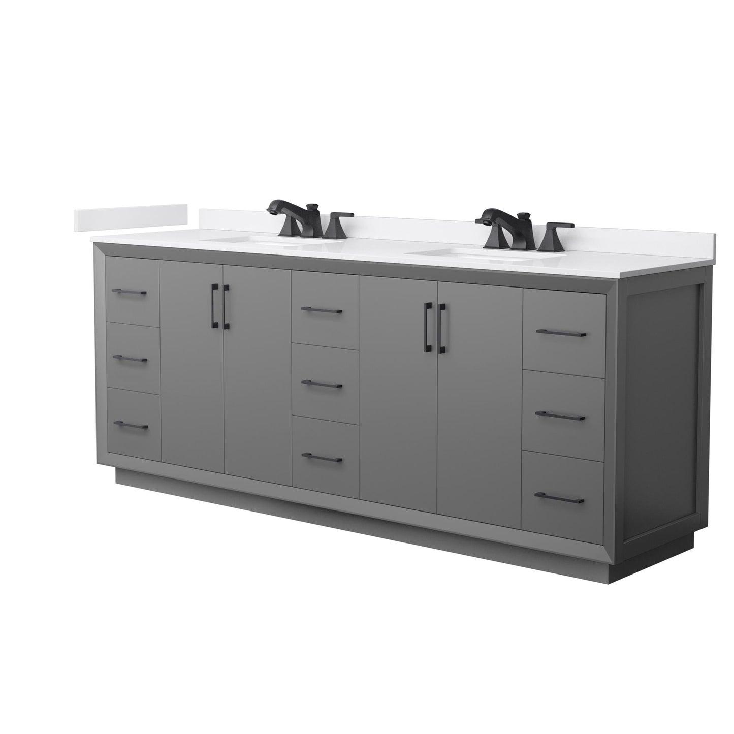 Strada Bathroom Vanity with Countertop 84 inch Double Sink 3-hole Faucet Setup