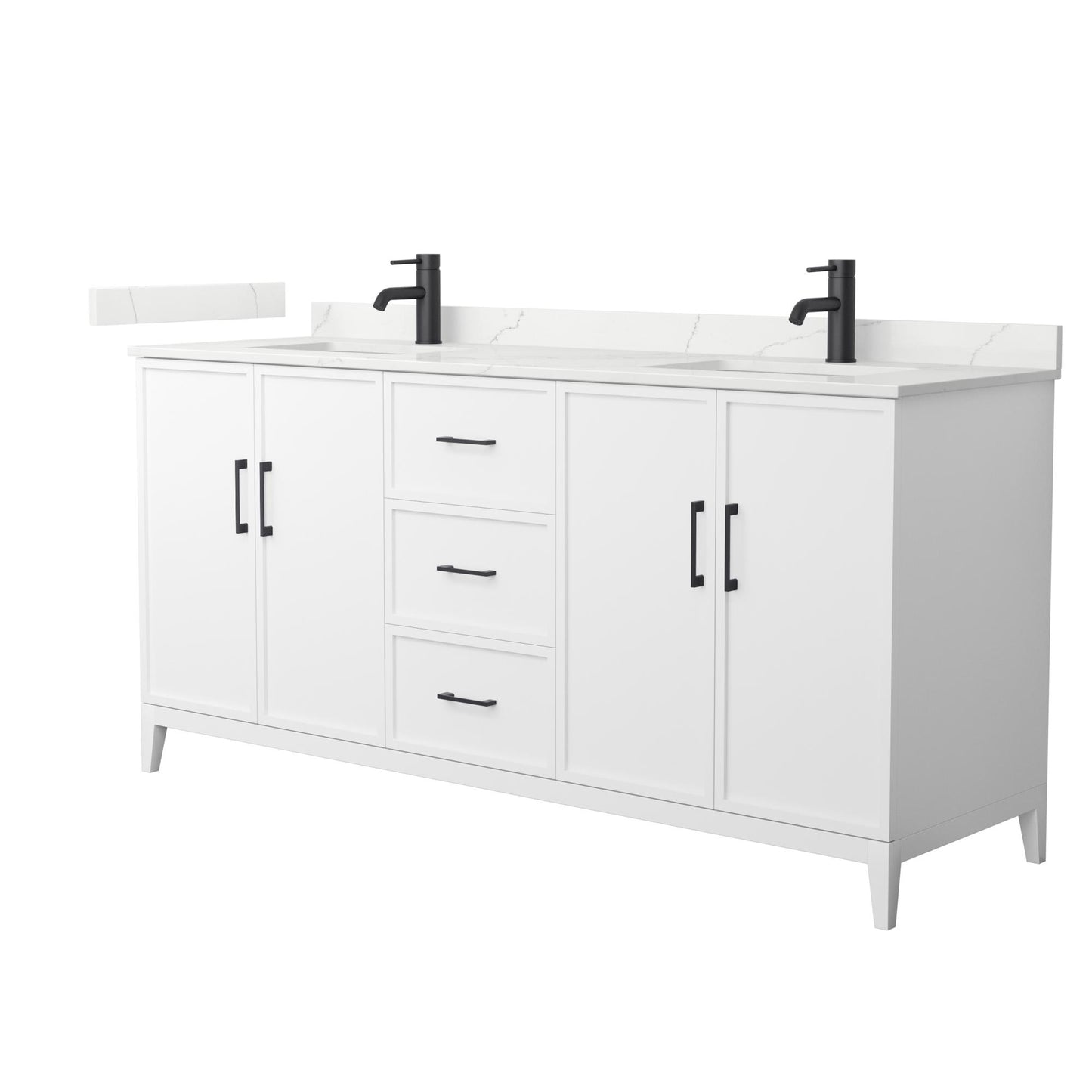 Elan Bathroom Vanity with Countertop 72 inch Double Sink Single hole Faucet Setup
