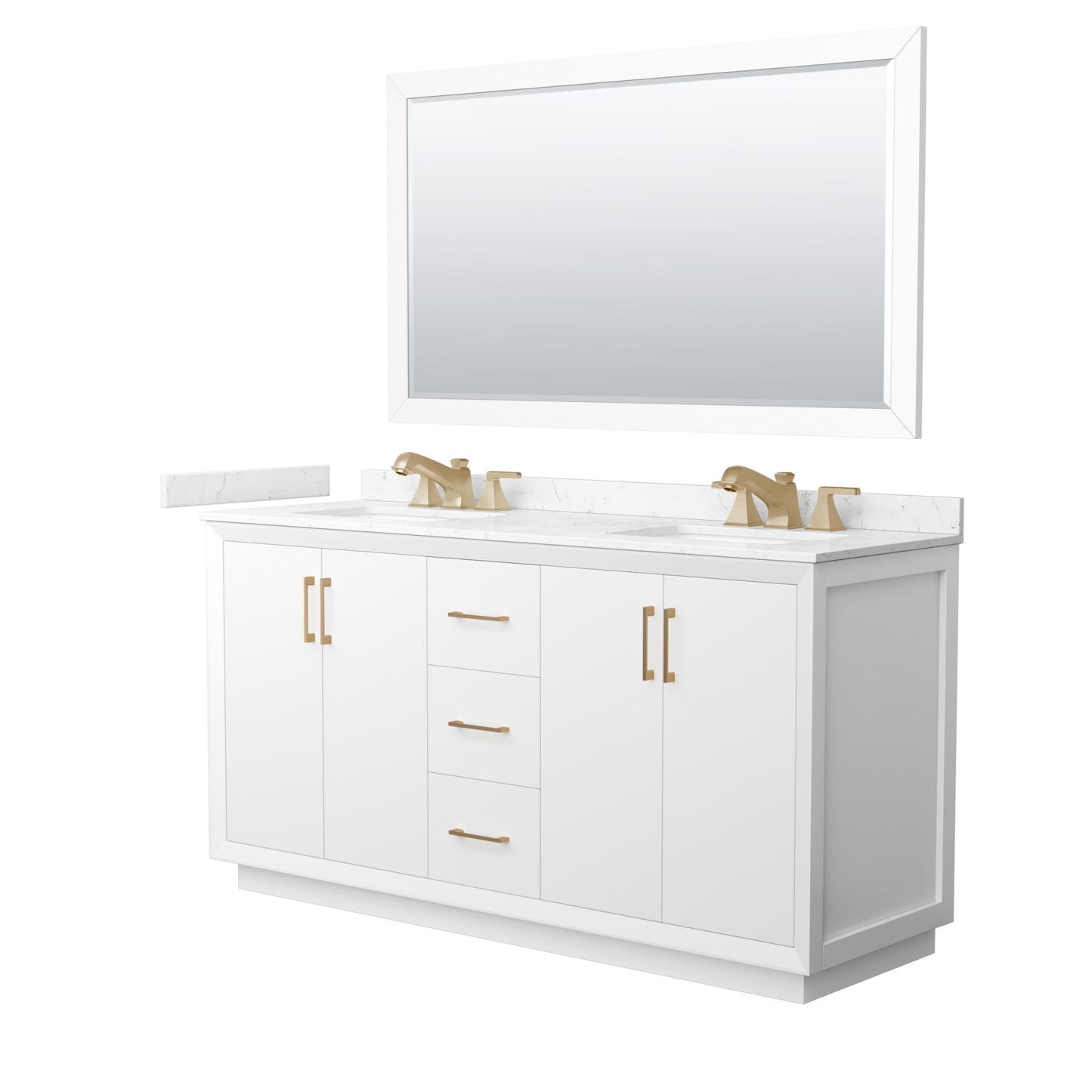 Strada Bathroom Vanity with Countertop 66 inch Double Sink 3-hole Faucet Setup