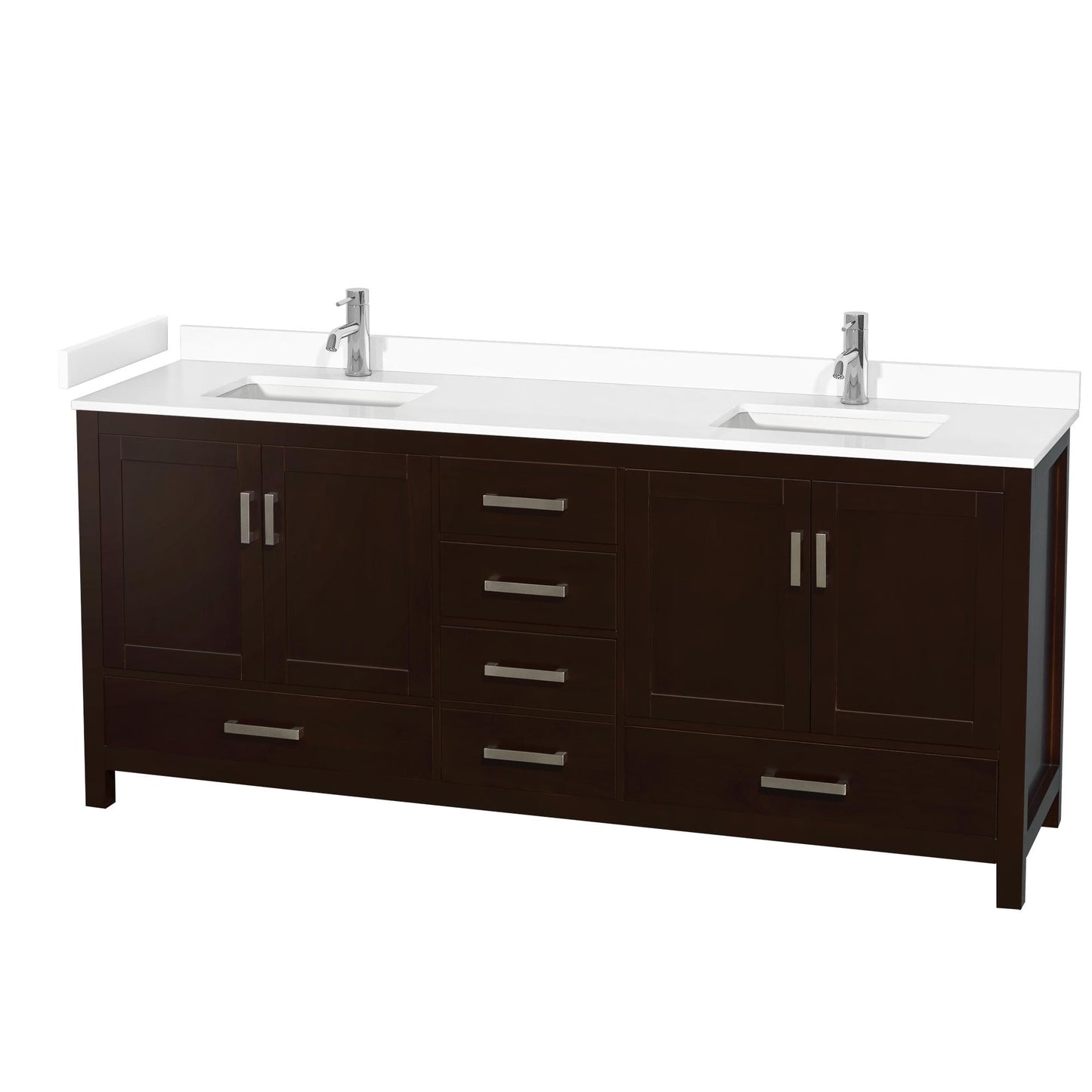Sheffield Bathroom Vanity with Countertop 80 inch Double Sink Single hole Faucet Setup