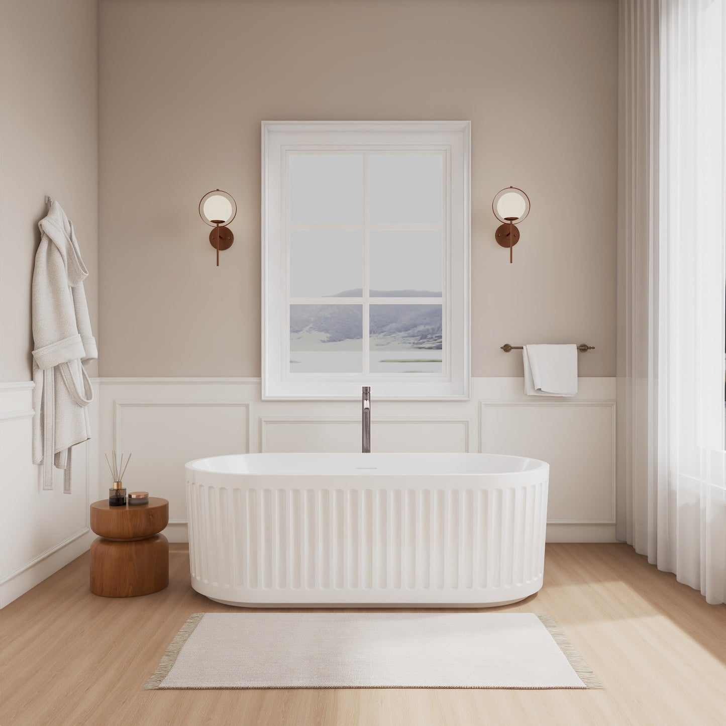 Carmela Freestanding Acrylic Bathtub With Faucet 67 inch