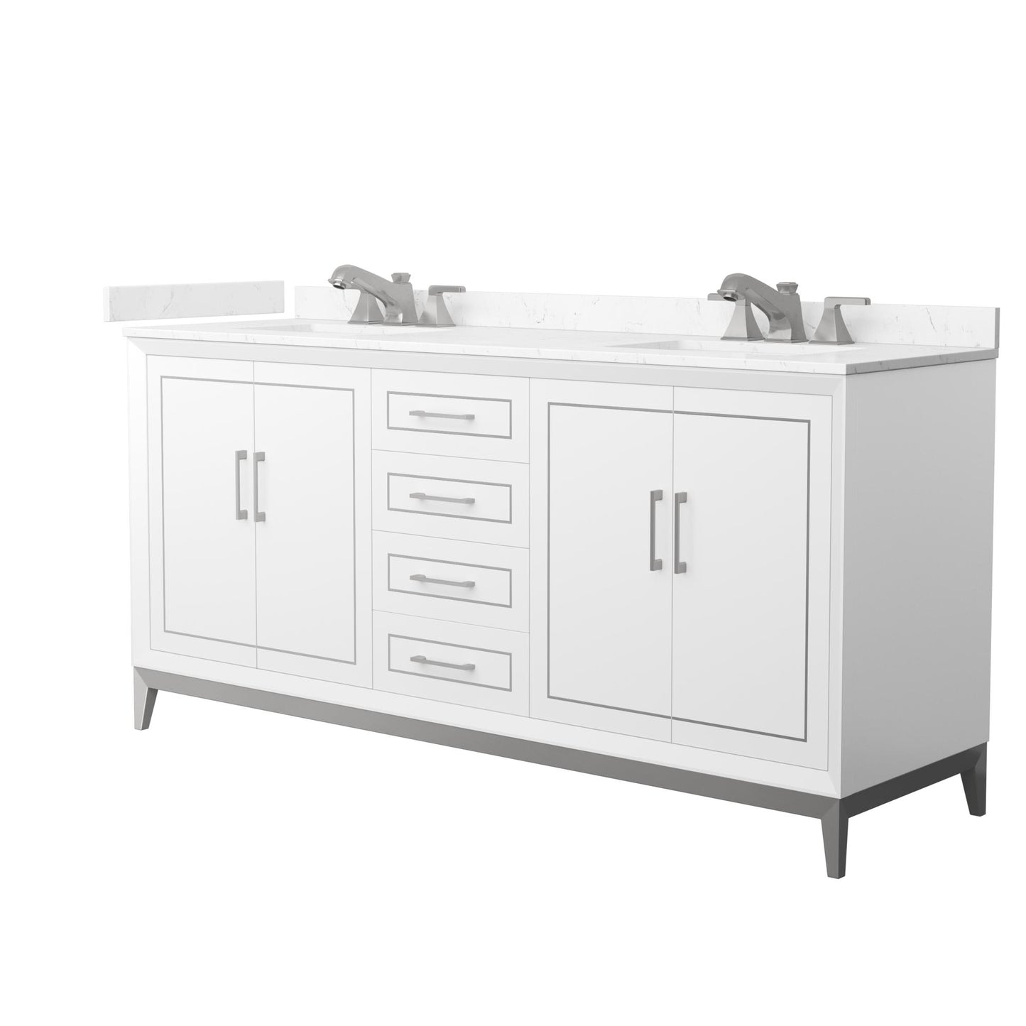 Marlena Bathroom Vanity with Countertop 72 inch Double Sink 3-hole Faucet Setup