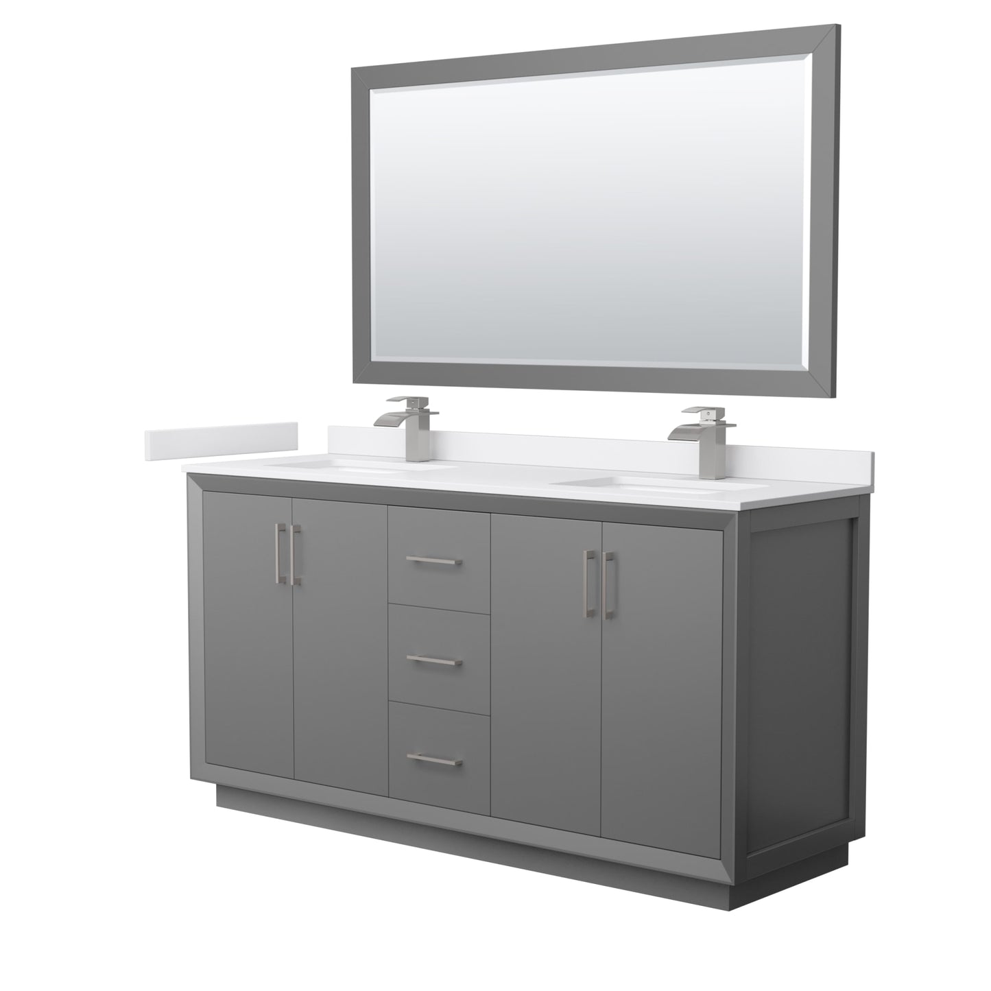 Strada Bathroom Vanity with Countertop 66 inch Double Sink Single hole Faucet Setup