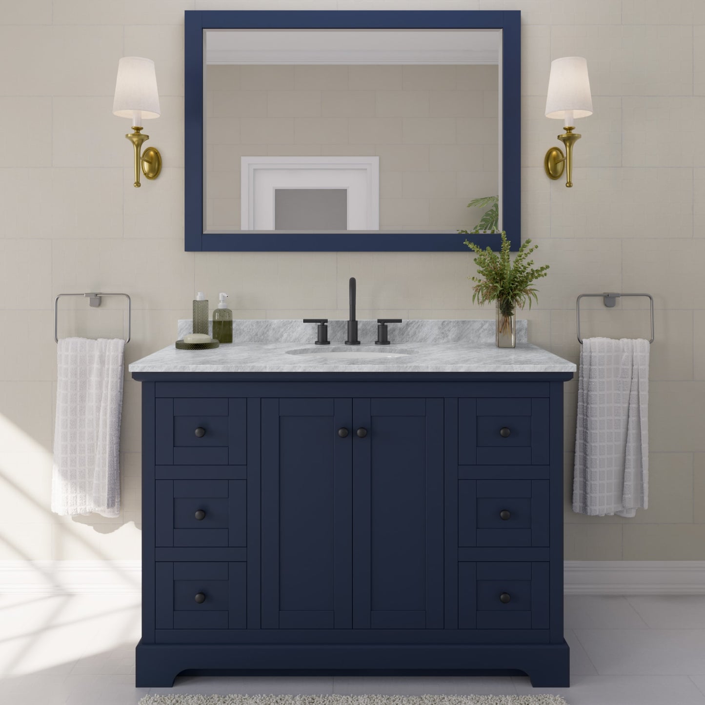 Avery Bathroom Vanity with Countertop 48 inch Single Sink 3-hole Faucet Setup