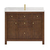 Custom image for Dark Walnut with Brushed Gold Trim / Giotto Quartz / No Mirror