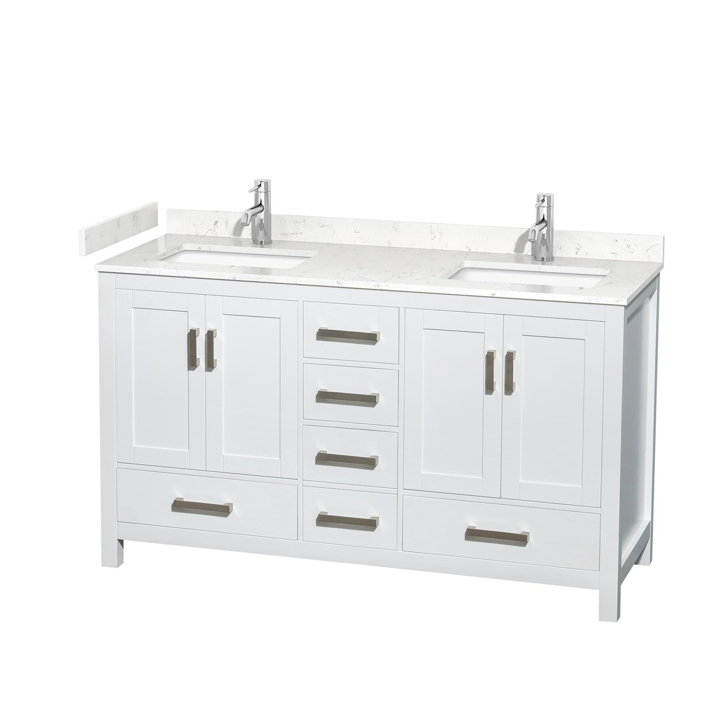 Sheffield Bathroom Vanity with Countertop 60 inch Double Sink Single hole Faucet Setup