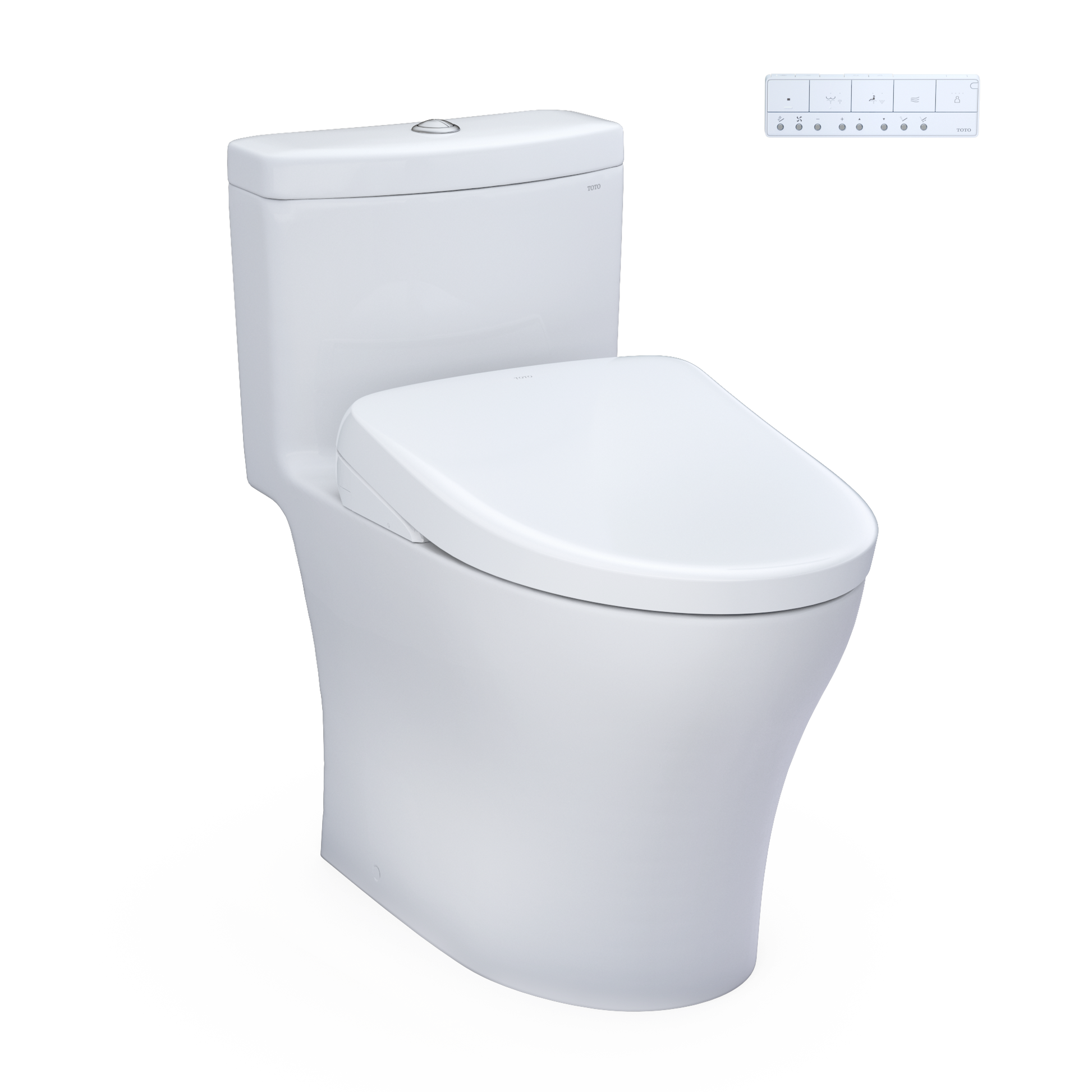WASHLET+ Aquia IV One-Piece Elongated Dual Flush 1.28 and 0.9 GPF Toilet with Auto Flush S7 Contemporary Bidet Seat