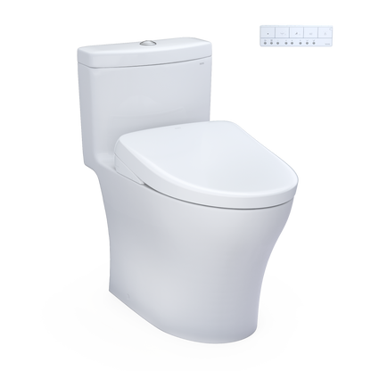 WASHLET+ Aquia IV One-Piece Elongated Dual Flush 1.28 and 0.9 GPF Toilet with Auto Flush S7 Contemporary Bidet Seat