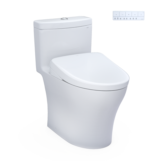 WASHLET+ Aquia IV One-Piece Elongated Dual Flush 1.28 and 0.9 GPF Toilet with S7A Contemporary Electric Bidet Seat
