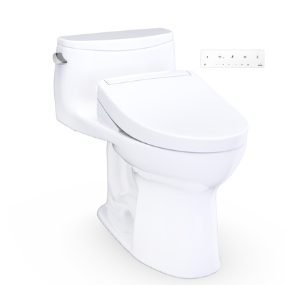 Ultramax Low Profile WASHLET+ S5 One-Piece Elongated 1.28 GPF Universal Height Toilet with CEFIONTECT
