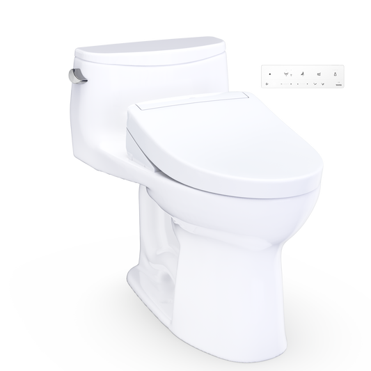Ultramax Low Profile WASHLET+ S5 One-Piece Elongated 1.28 GPF Universal Height Toilet with CEFIONTECT