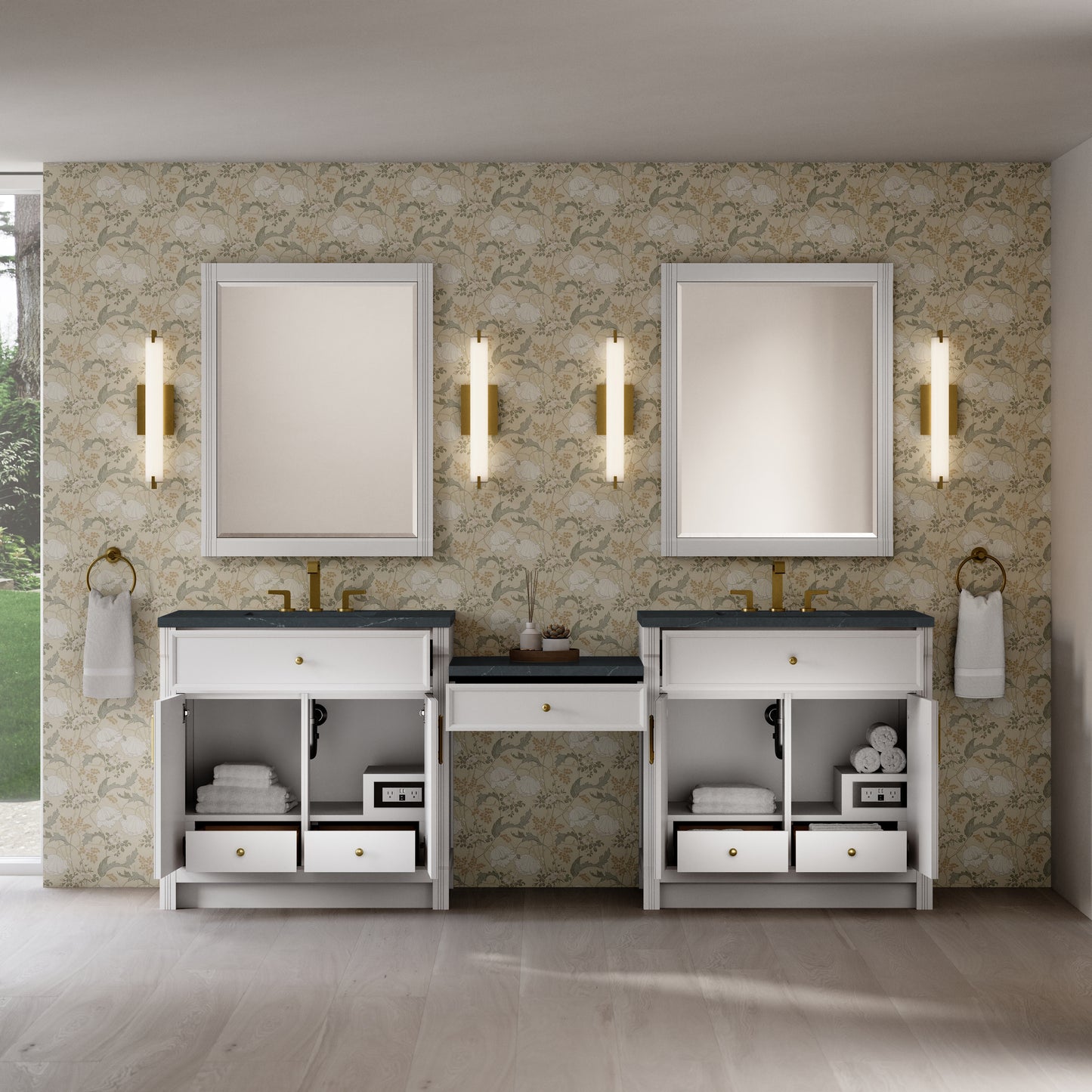 Bellshire 96" Dual Vanity Set with 24" Make-Up Counter