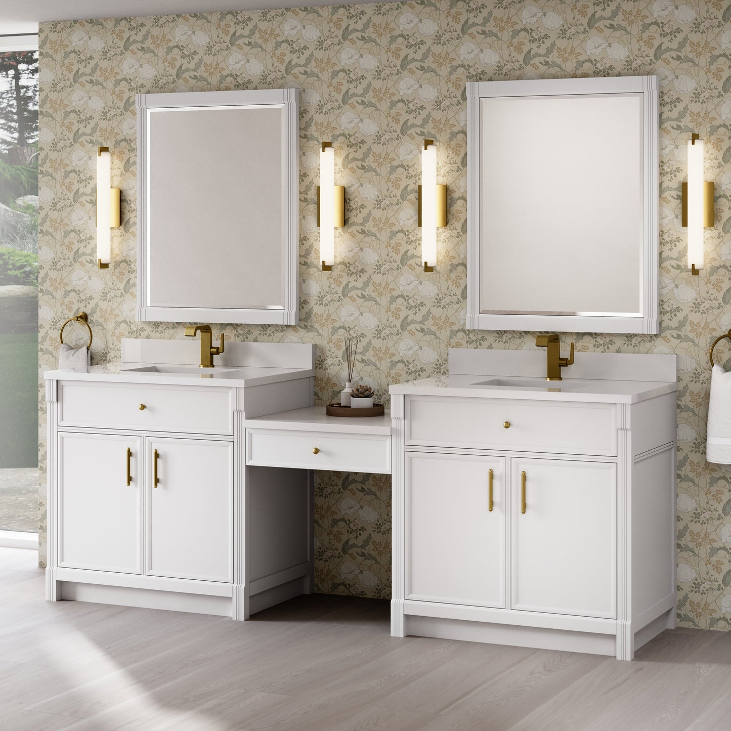 Bellshire 96" Dual Vanity Set with 24" Make-Up Counter