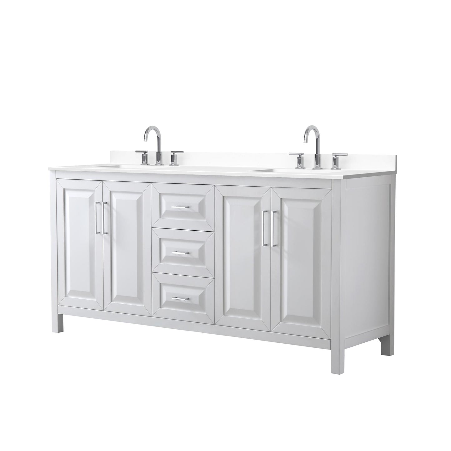 Daria Bathroom Vanity with Countertop 72 inch Double Sink 3-hole Faucet Setup