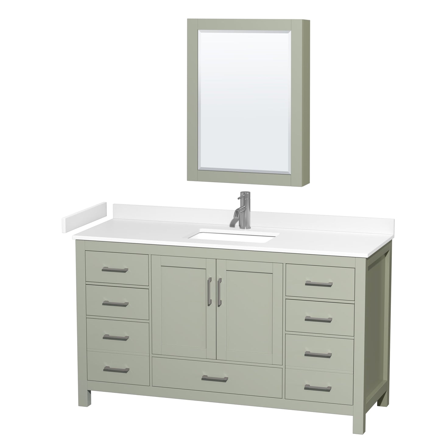 Sheffield Bathroom Vanity with Countertop 60 inch Single Sink Single hole Faucet Setup