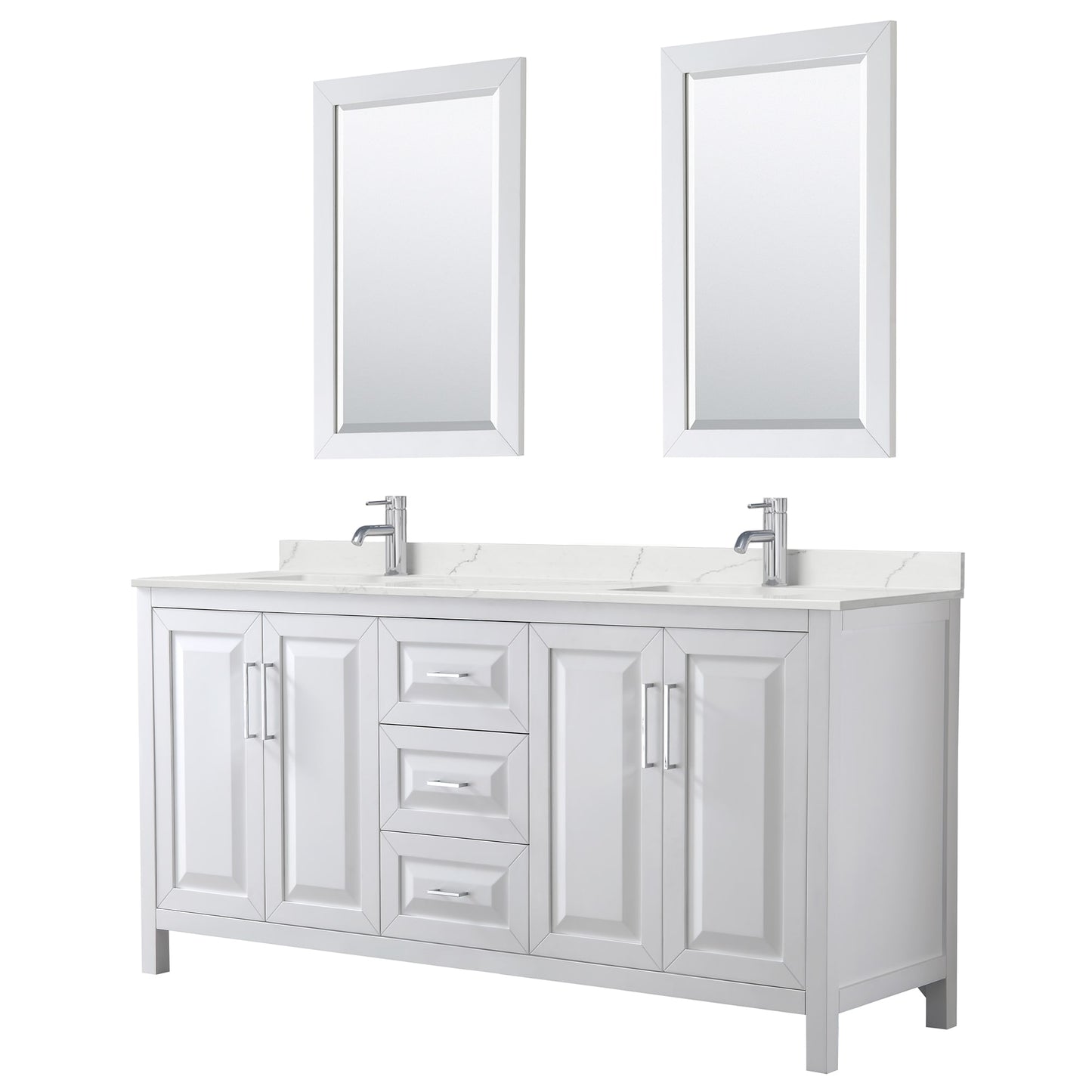 Daria Bathroom Vanity with Countertop 72 inch Double Sink Single hole Faucet Setup