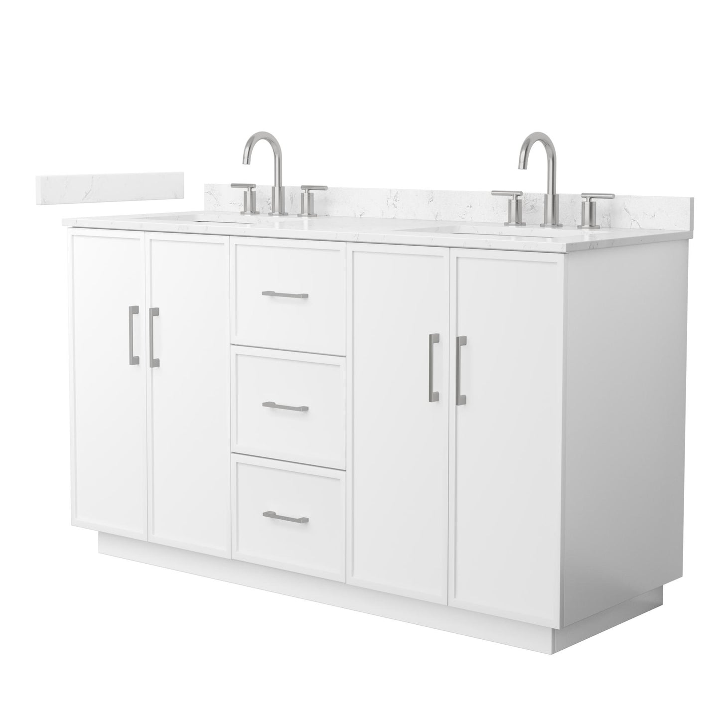 Elan TK Bathroom Vanity with Countertop 60 inch Double Sink 3-hole Faucet Setup