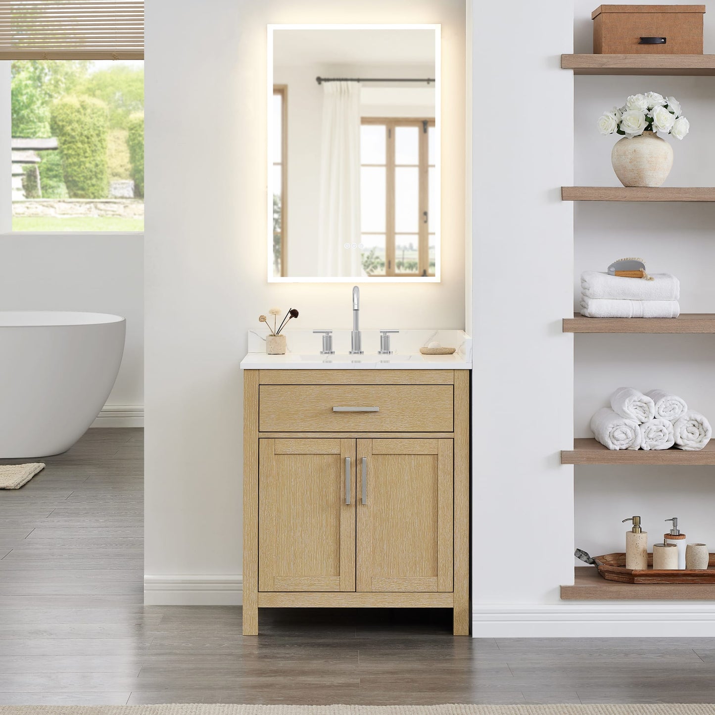 Beckett Bathroom Vanity with Countertop 30 inch Single Sink 3-hole Faucet Setup