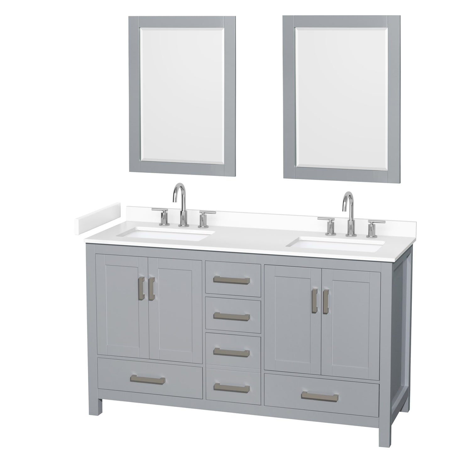 Sheffield Bathroom Vanity with Countertop 60 inch Double Sink 3-hole Faucet Setup