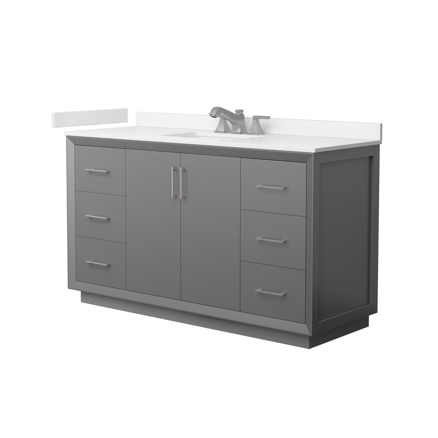 Strada Bathroom Vanity with Countertop 60 inch Single Sink 3-hole Faucet Setup