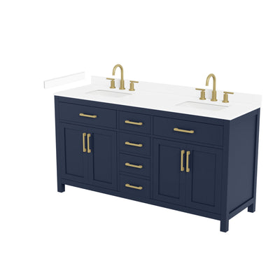 Beckett Bathroom Vanity with Countertop 66 inch Double Sink 3-hole Faucet Setup