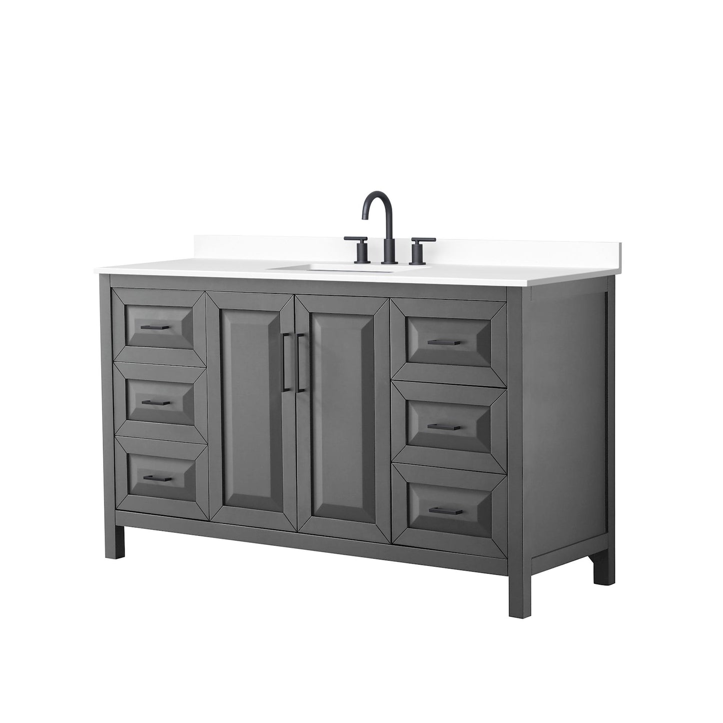 Daria Bathroom Vanity with Countertop 60 inch Single Sink 3-hole Faucet Setup