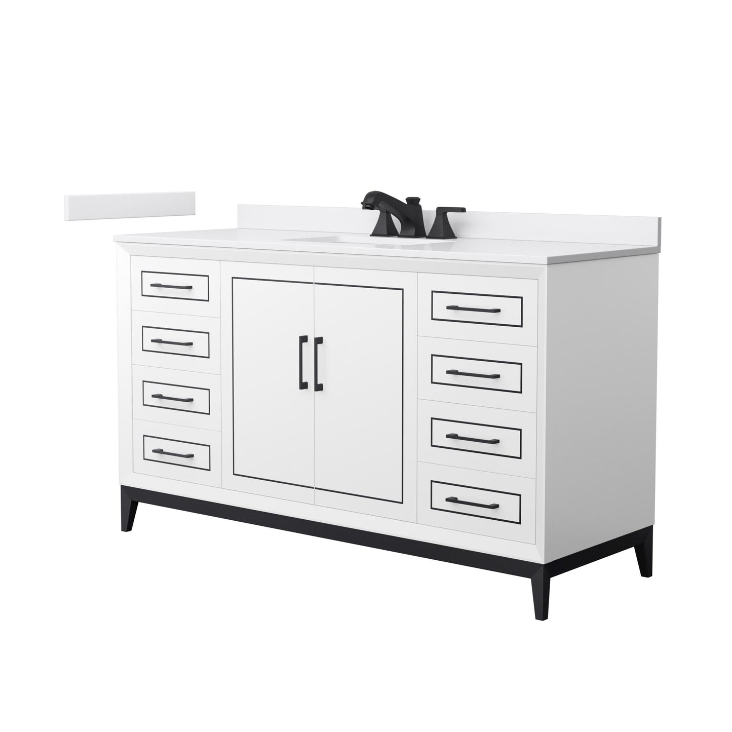 Marlena Bathroom Vanity with Countertop 60 inch Single Sink 3-hole Faucet Setup