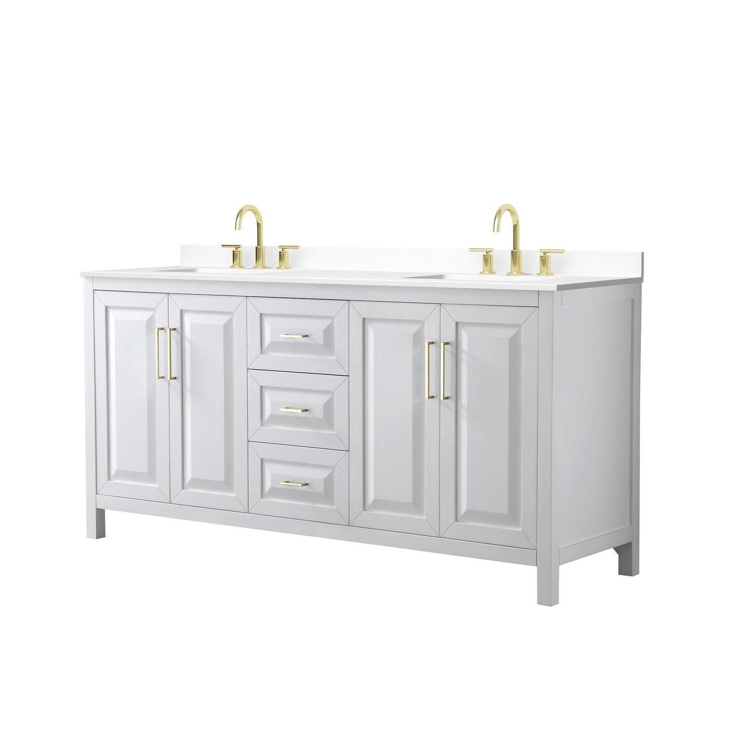 Daria Bathroom Vanity with Countertop 72 inch Double Sink 3-hole Faucet Setup