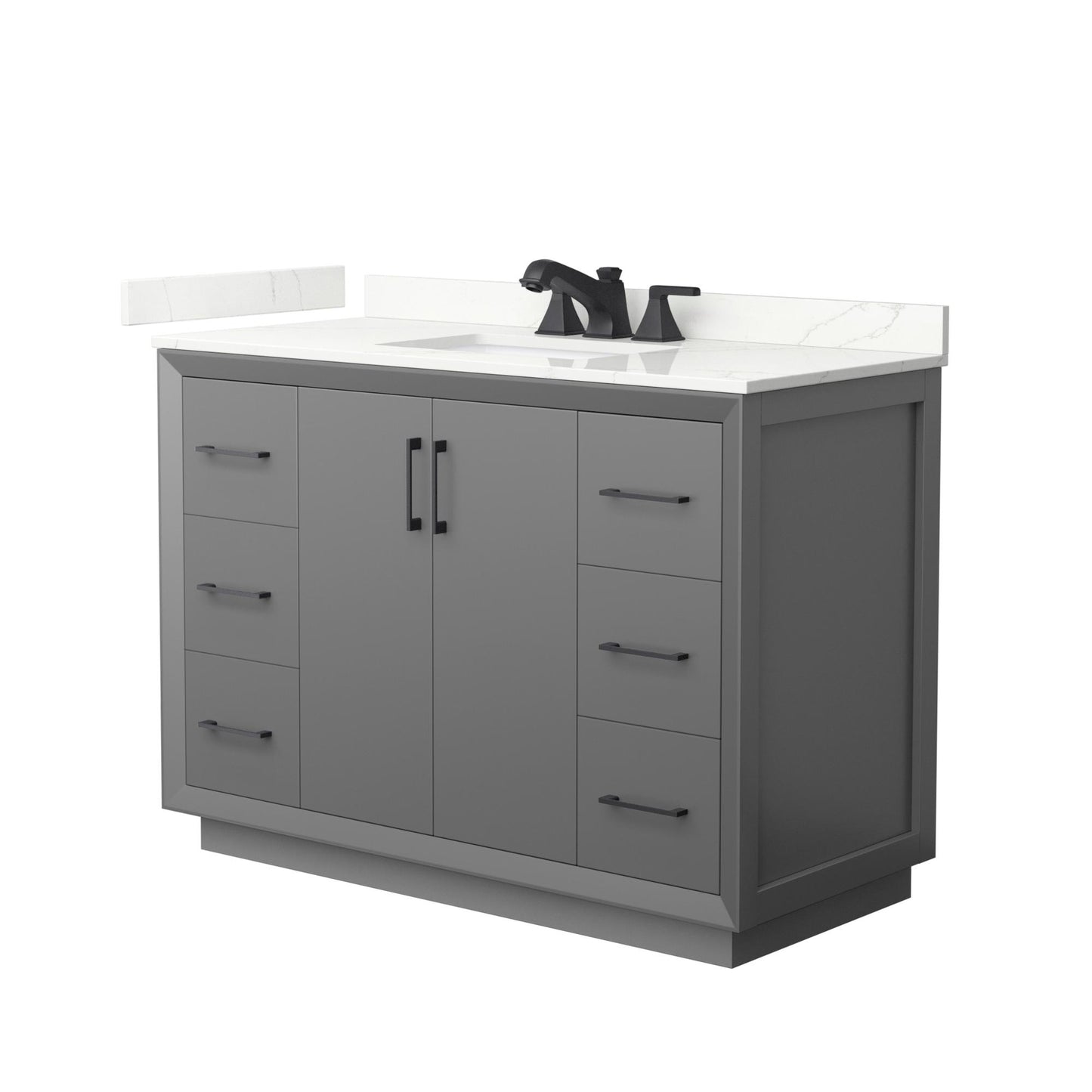 Strada Bathroom Vanity with Countertop 48 inch Single Sink 3-hole Faucet Setup