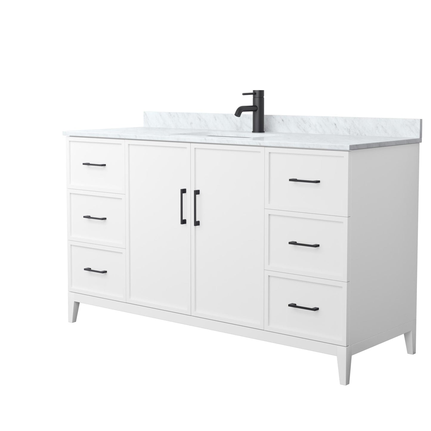 Elan Bathroom Vanity with Countertop 60 inch Single Sink Single hole Faucet Setup