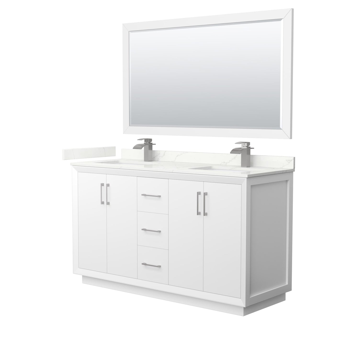 Strada Bathroom Vanity with Countertop 60 inch Double Sink Single hole Faucet Setup