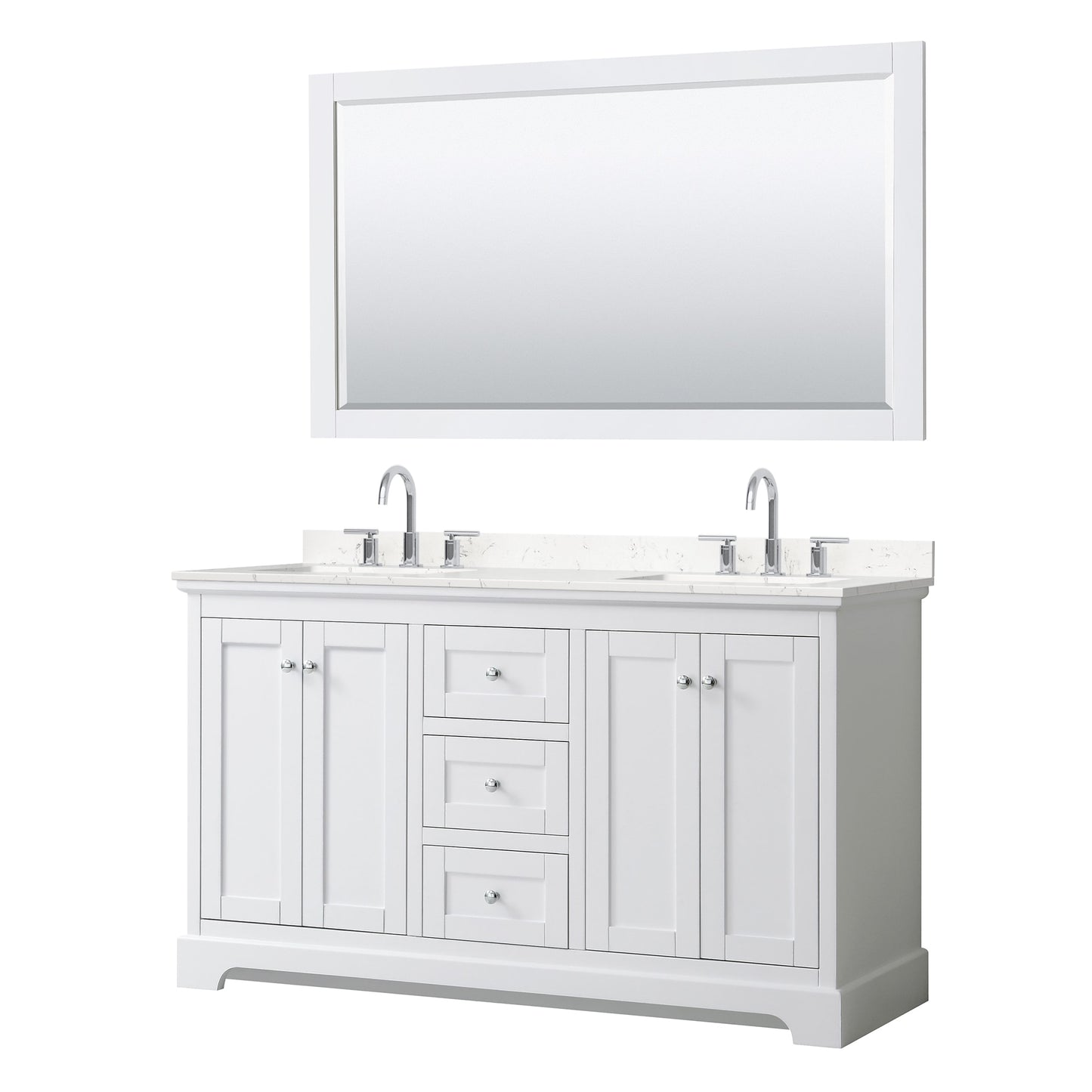 Avery Bathroom Vanity with Countertop 60 inch Double Sink 3-hole Faucet Setup