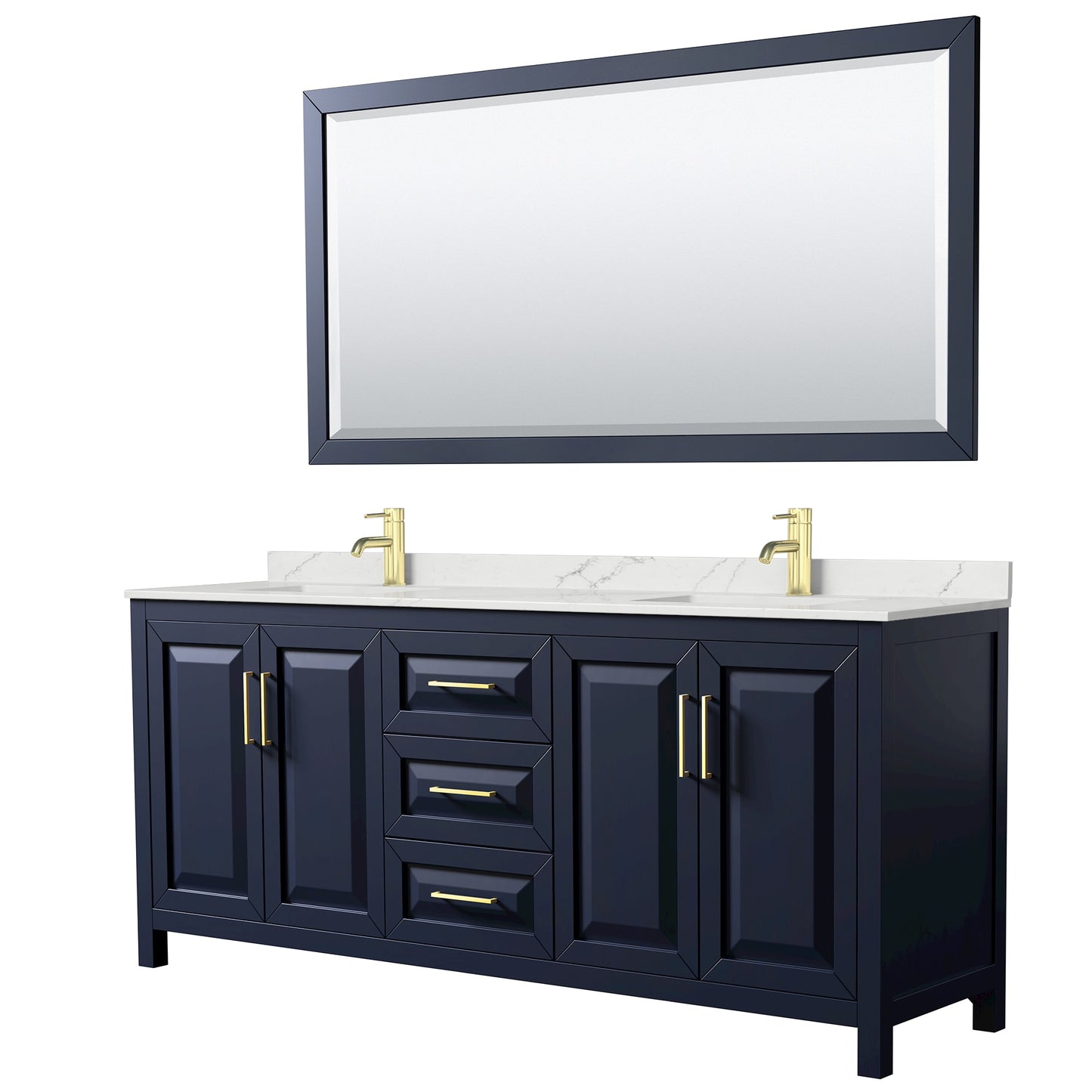 Daria Bathroom Vanity with Countertop 80 inch Double Sink Single hole Faucet Setup