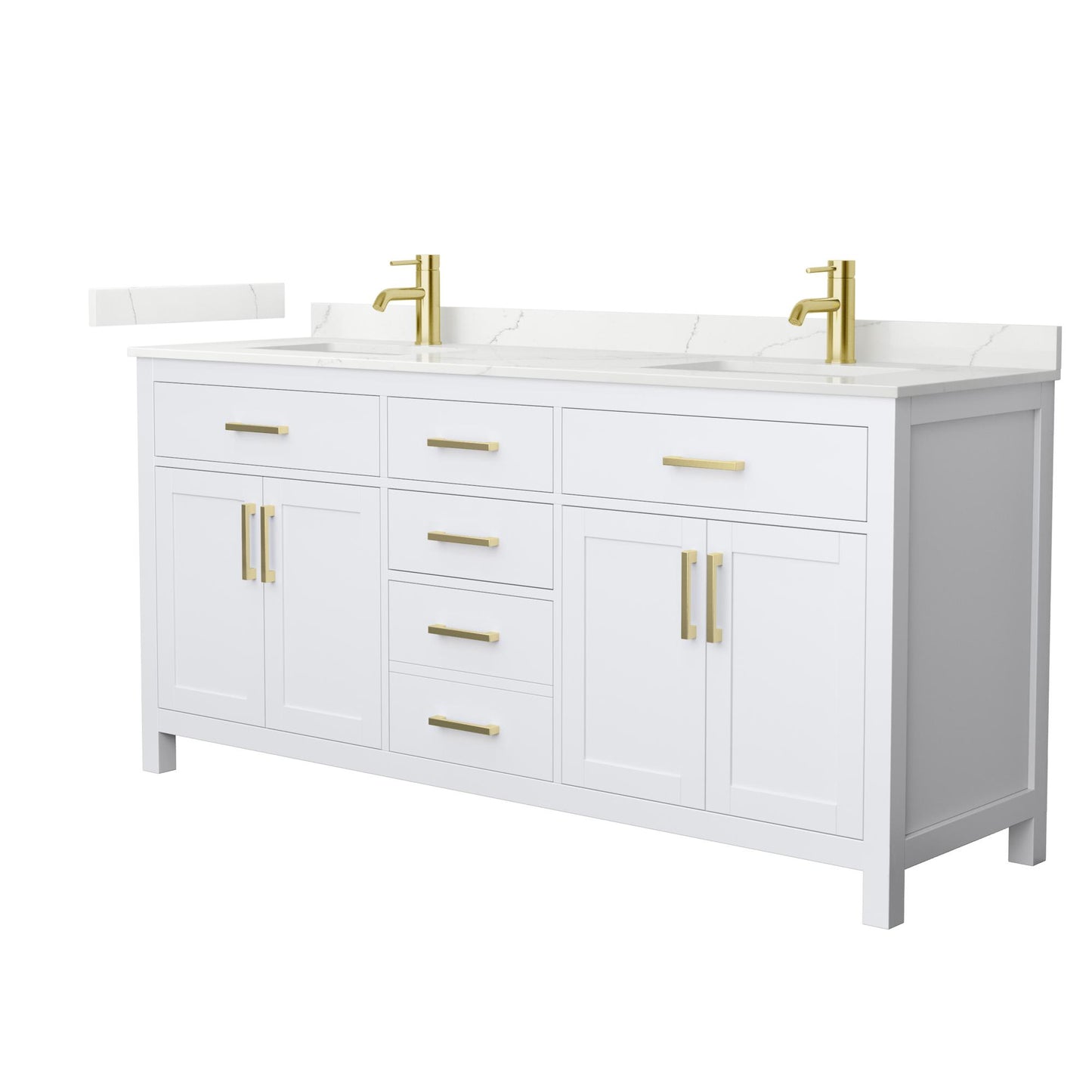 Beckett Bathroom Vanity with Countertop 72 inch Double Sink Single hole Faucet Setup