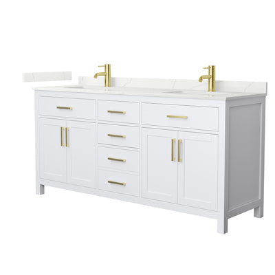 Beckett Bathroom Vanity with Countertop 72 inch Double Sink Single hole Faucet Setup