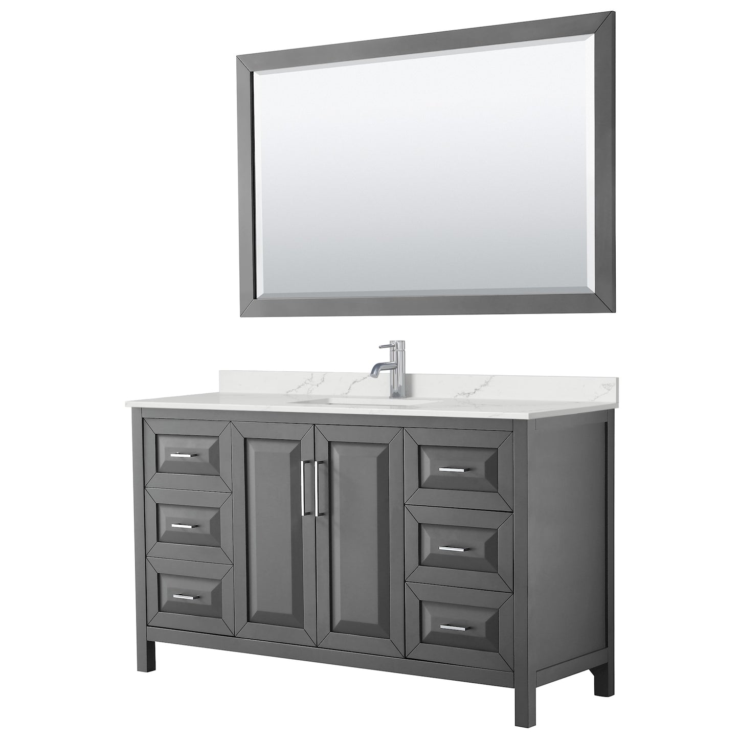 Daria Bathroom Vanity with Countertop 60 inch Single Sink Single hole Faucet Setup