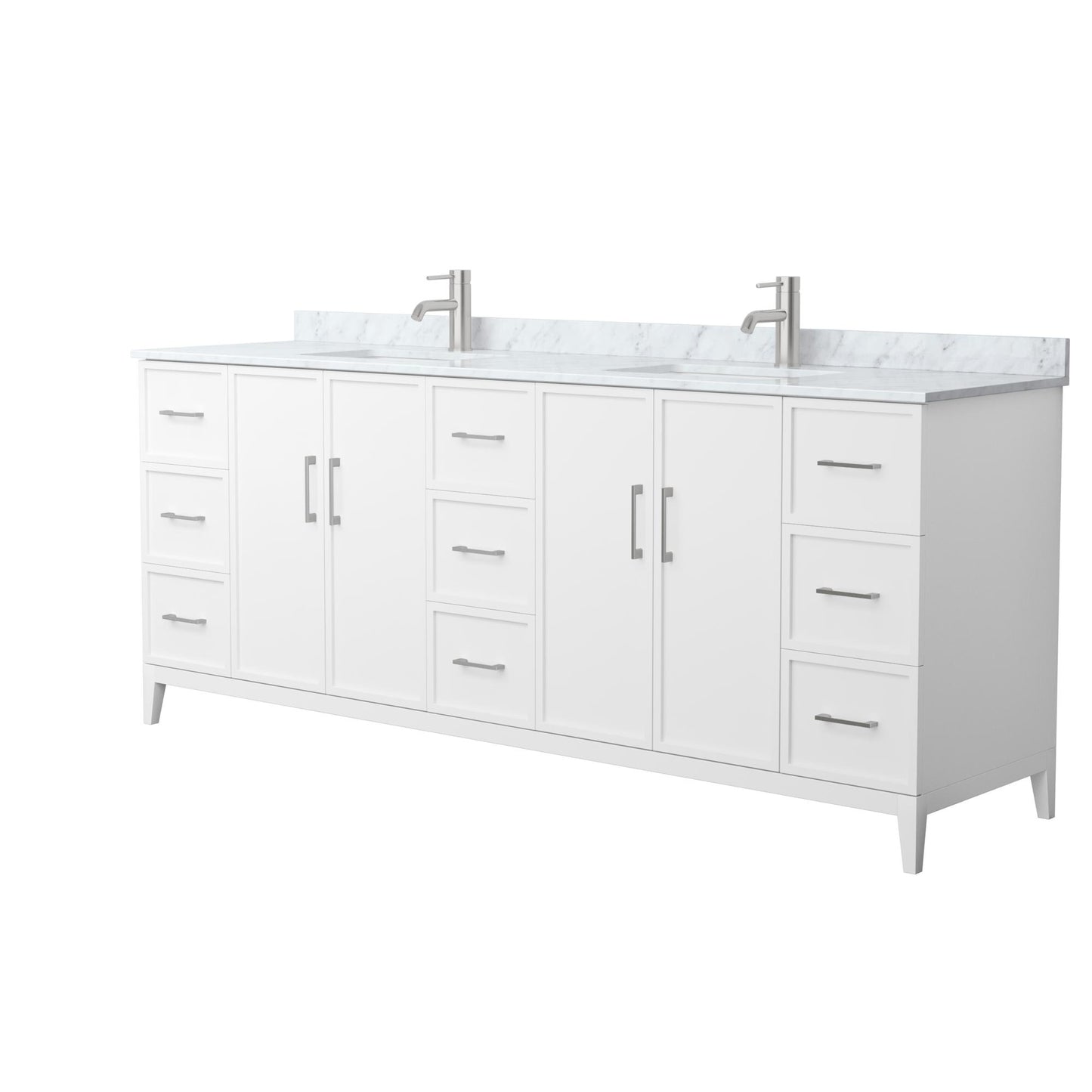 Elan Bathroom Vanity with Countertop 84 inch Double Sink Single hole Faucet Setup