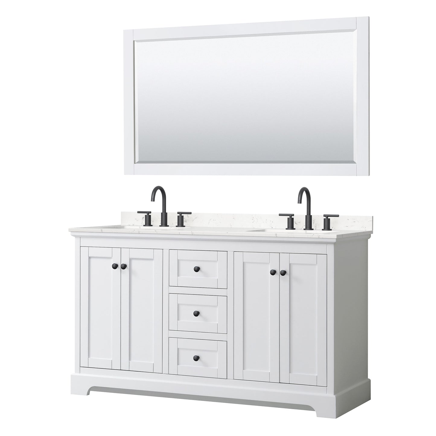 Avery Bathroom Vanity with Countertop 60 inch Double Sink 3-hole Faucet Setup