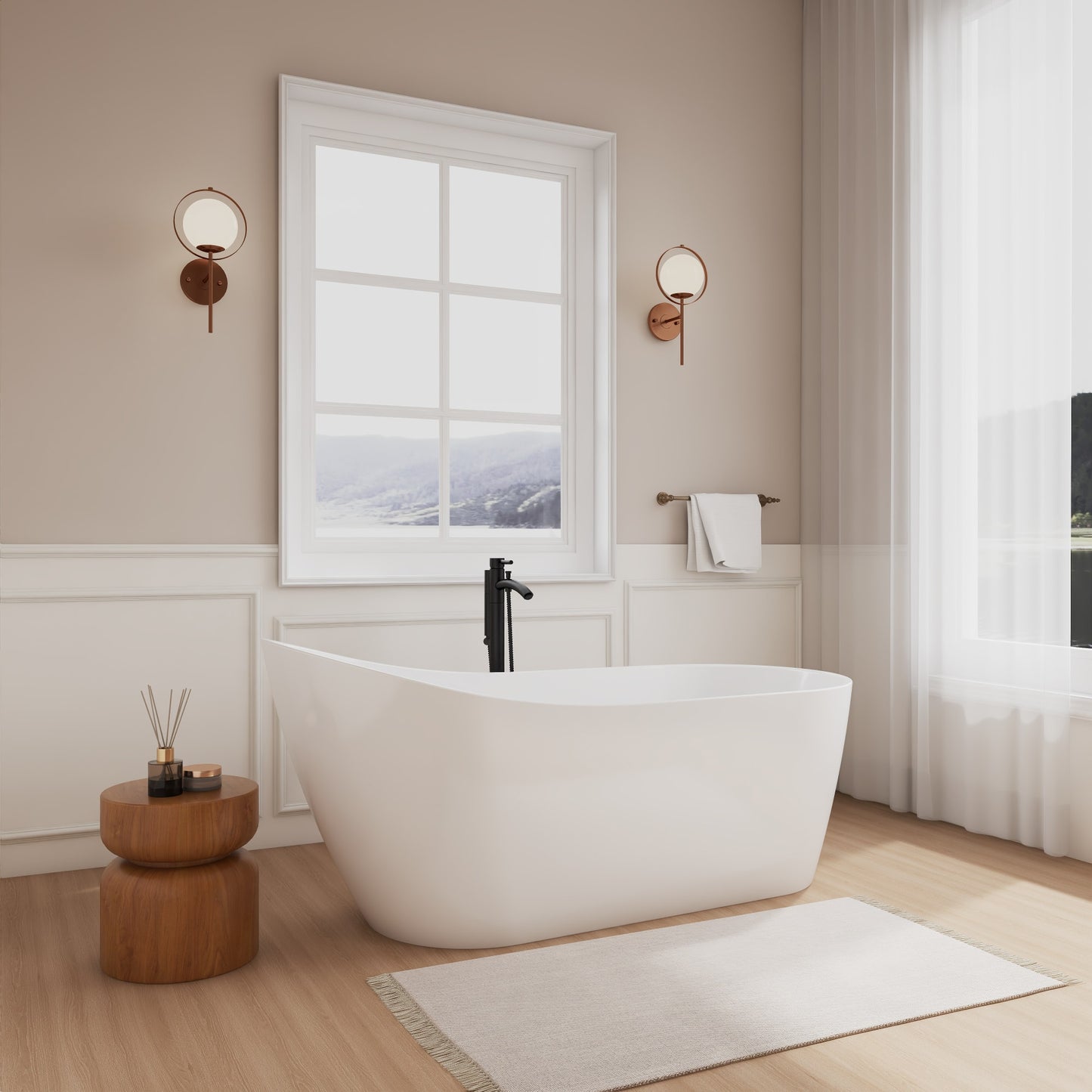 Davia Freestanding Acrylic Bathtub No Faucet 67 inch