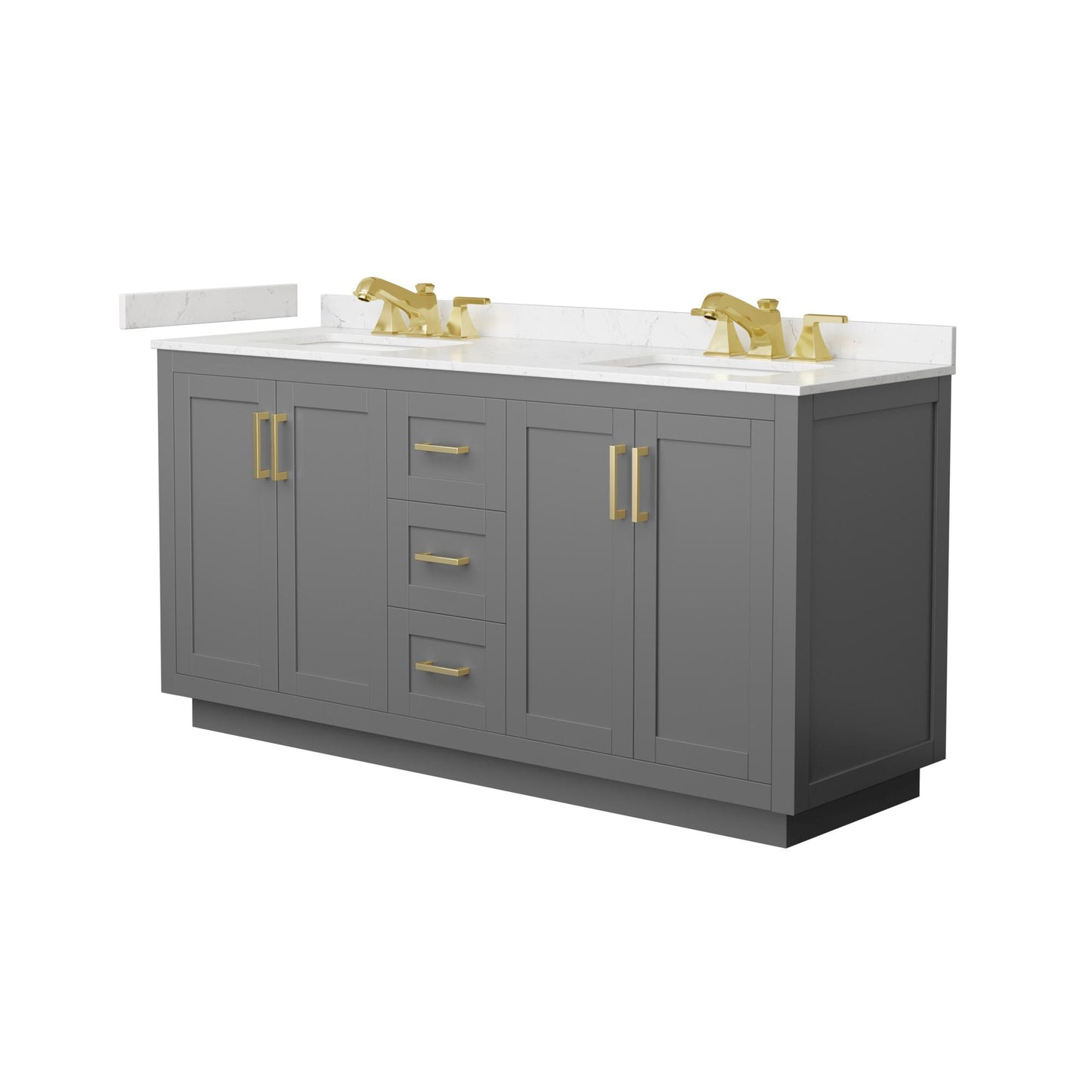 Miranda Bathroom Vanity with Countertop 66 inch Double Sink 3-hole Faucet Setup