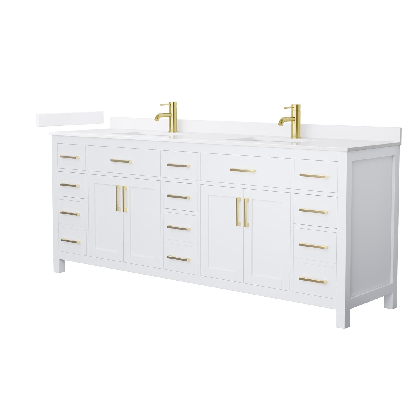 Beckett Bathroom Vanity with Countertop 84 inch Double Sink Single hole Faucet Setup