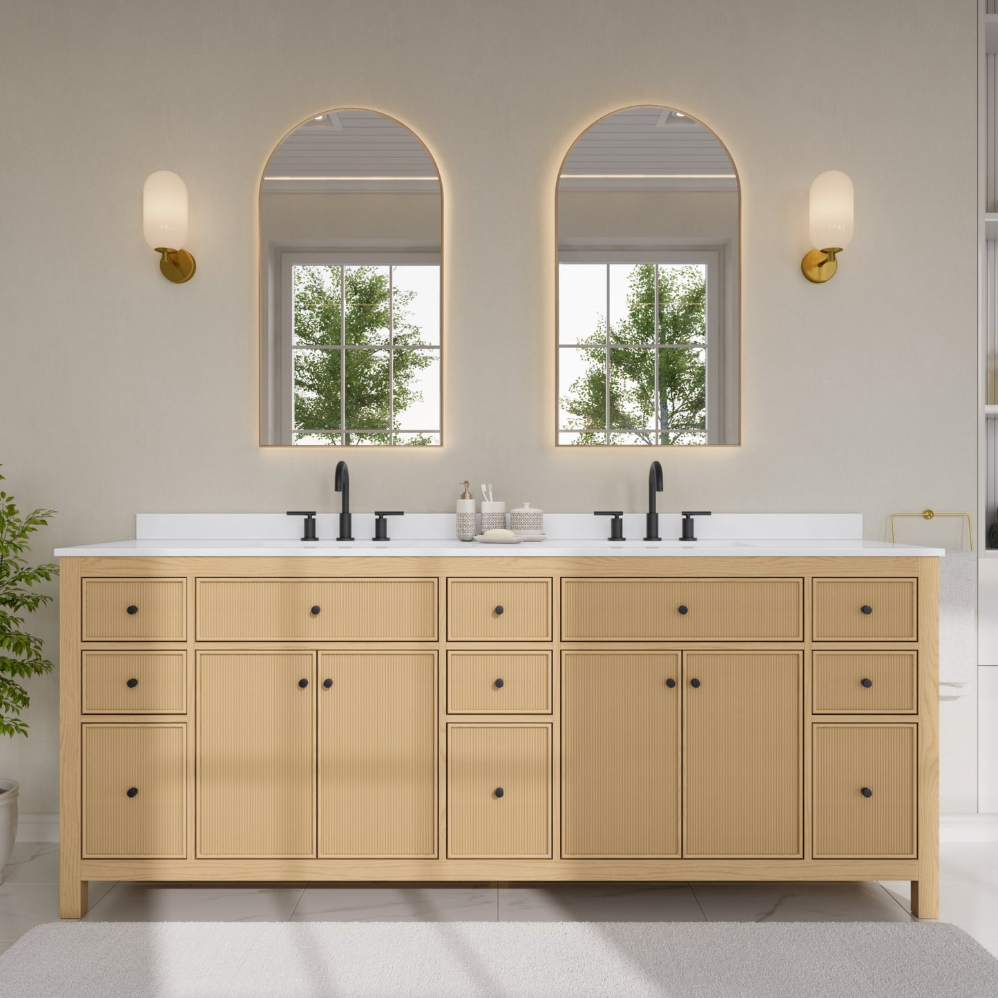 Pendry Bathroom Vanity with Countertop 84 inch Double Sink 3-hole Faucet Setup