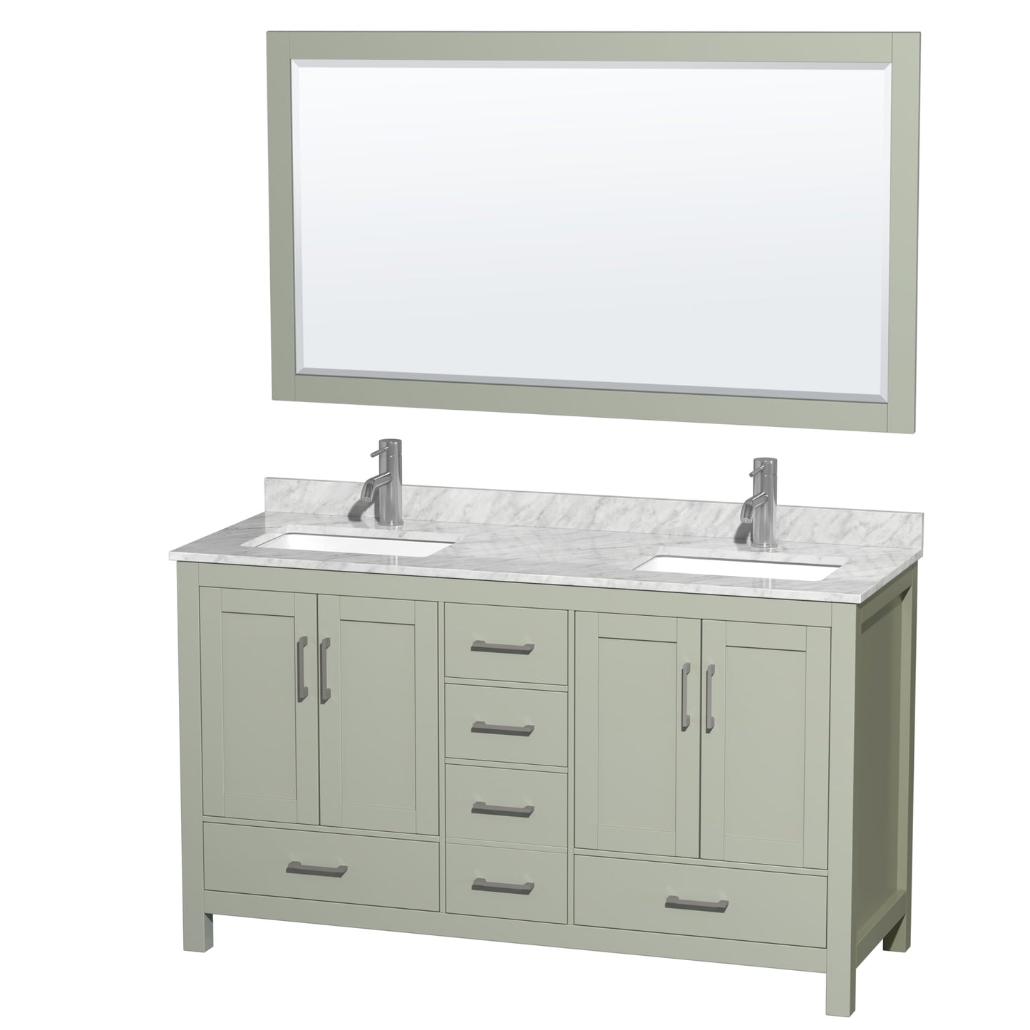 Sheffield Bathroom Vanity with Countertop 60 inch Double Sink Single hole Faucet Setup