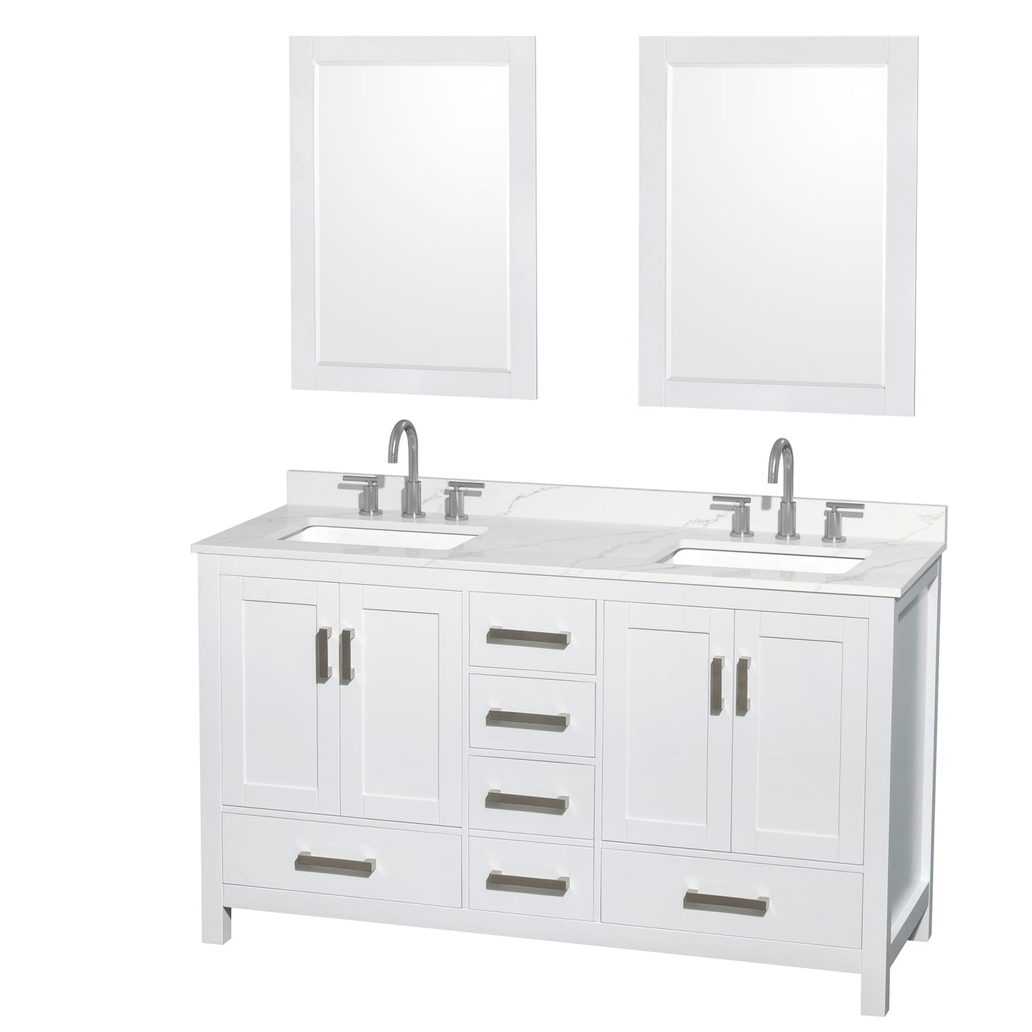 Sheffield Bathroom Vanity with Countertop 60 inch Double Sink 3-hole Faucet Setup