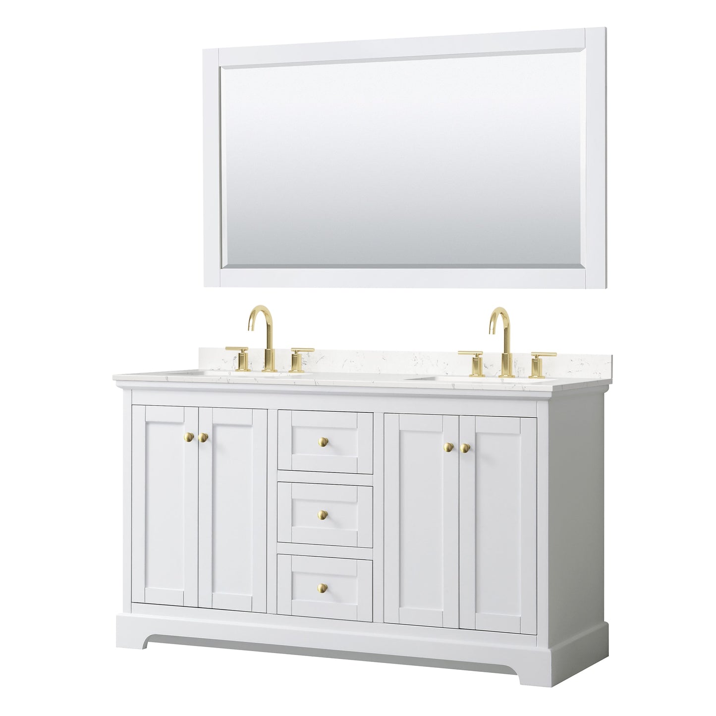 Avery Bathroom Vanity with Countertop 60 inch Double Sink 3-hole Faucet Setup