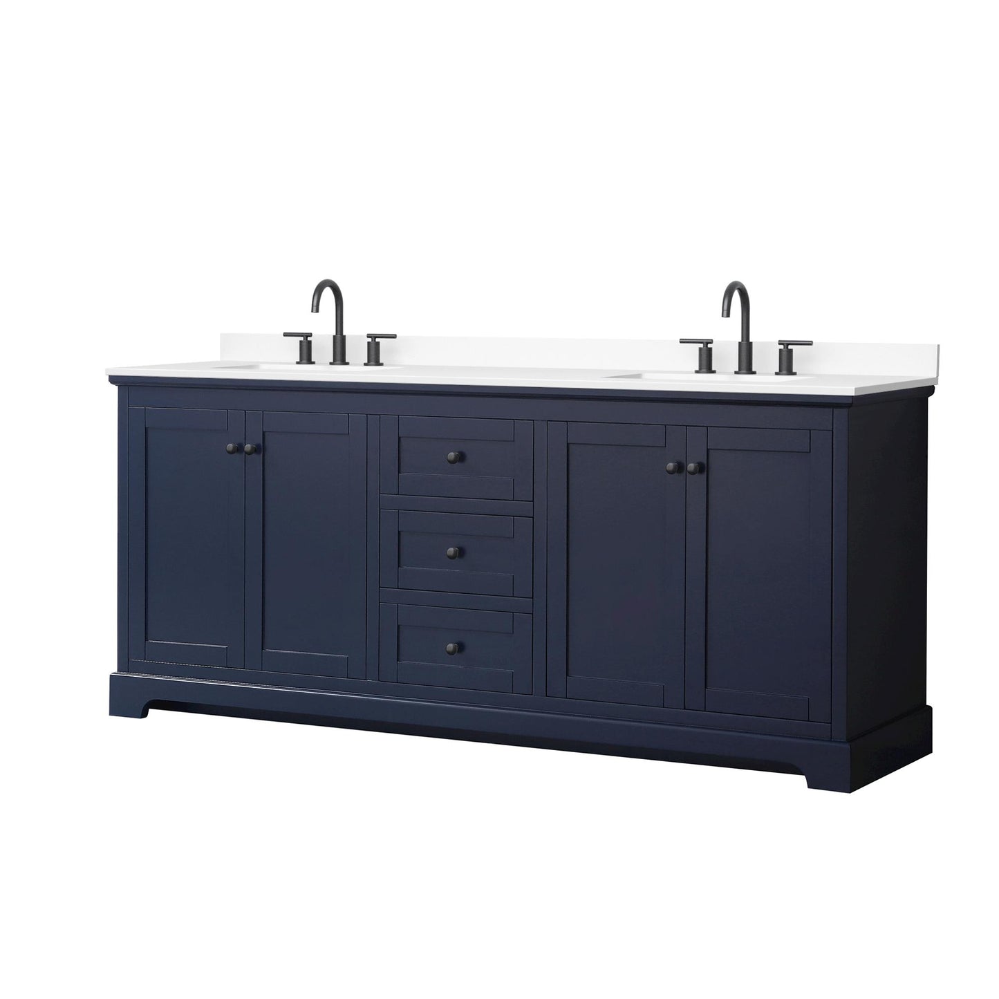 Avery Bathroom Vanity with Countertop 80 inch Double Sink 3-hole Faucet Setup