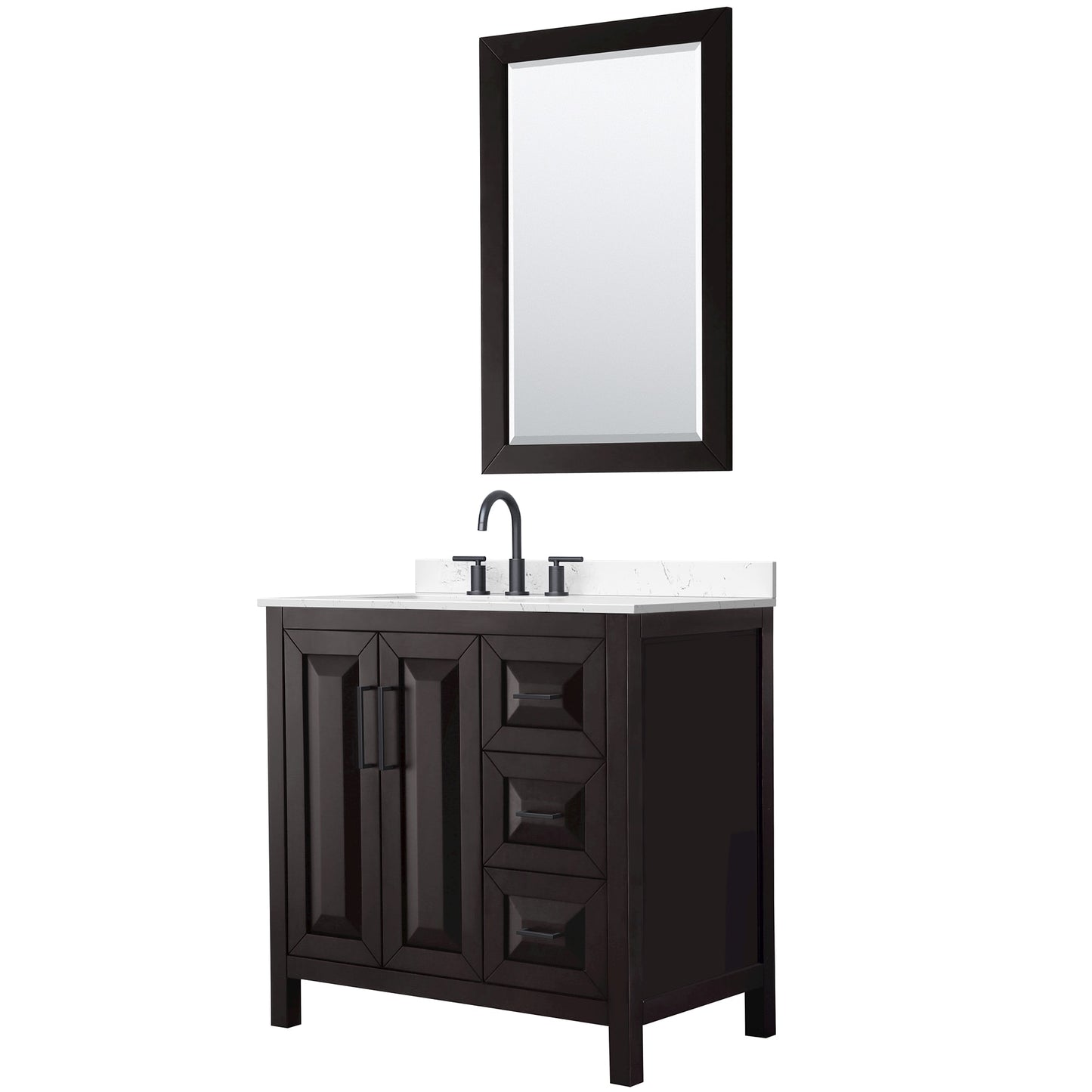 Daria Bathroom Vanity with Countertop 36 inch Single Sink 3-hole Faucet Setup