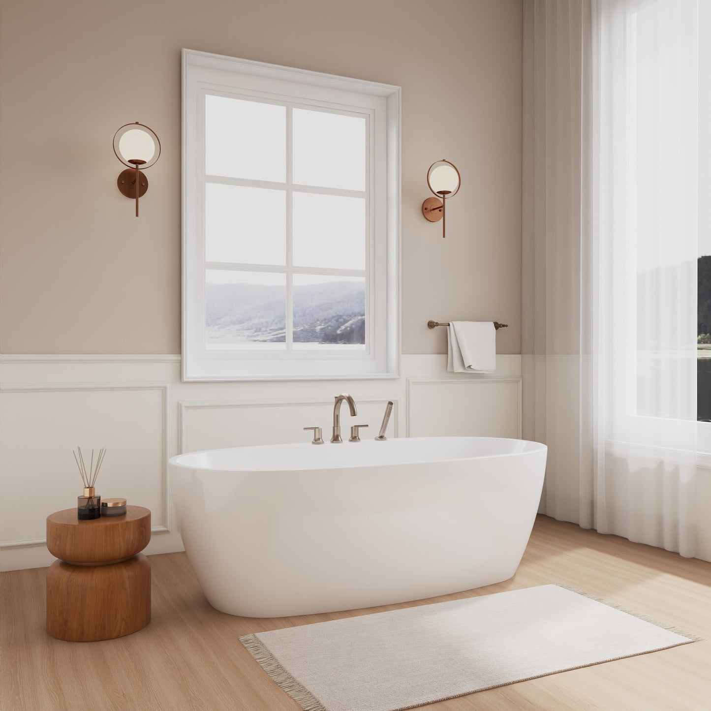 Astrid Freestanding Acrylic Bathtub With Faucet 67 inch