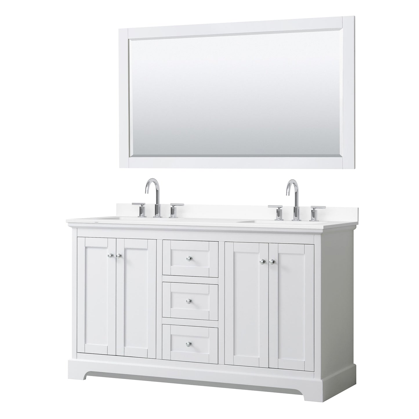 Avery Bathroom Vanity with Countertop 60 inch Double Sink 3-hole Faucet Setup